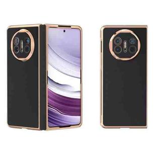 For Huawei Mate X5 Genuine Leather Silk Series Nano Plating Phone Case(Black)