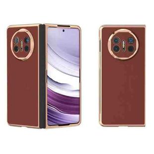 For Huawei Mate X5 Genuine Leather Silk Series Nano Plating Phone Case(Coffee)