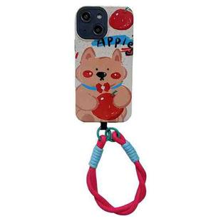 For iPhone 14 2 in 1 Wristband Phone Case(Hug Apple Dog)
