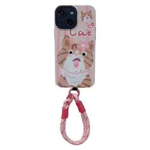 For iPhone 14 2 in 1 Wristband Phone Case(Licking Cat)