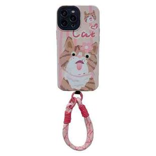 For iPhone 13 Pro 2 in 1 Wristband Phone Case(Licking Cat)