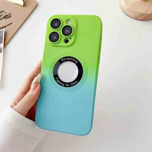 For iPhone 14 Pro Two-color Gradient MagSafe TPU Phone Case(Green+Blue)