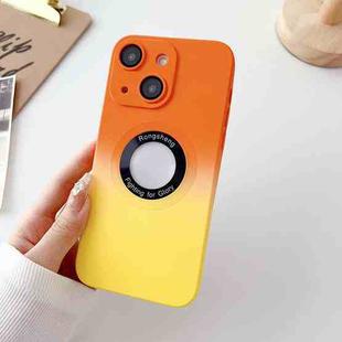 For iPhone 14 Plus Two-color Gradient MagSafe TPU Phone Case(Orange+Yellow)