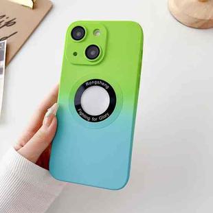 For iPhone 14 Plus Two-color Gradient MagSafe TPU Phone Case(Green+Blue)