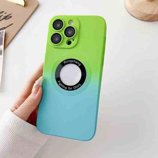For iPhone 12 Pro Max Two-color Gradient MagSafe TPU Phone Case(Green+Blue)