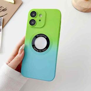 For iPhone 12 Two-color Gradient MagSafe TPU Phone Case(Green+Blue)