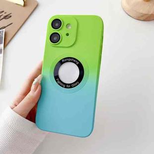 For iPhone 11 Two-color Gradient MagSafe TPU Phone Case(Green+Blue)