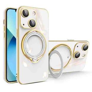 For iPhone 13 Multifunction Electroplating MagSafe Holder Phone Case(White)