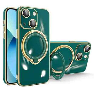 For iPhone 13 Multifunction Electroplating MagSafe Holder Phone Case(Dark Green)