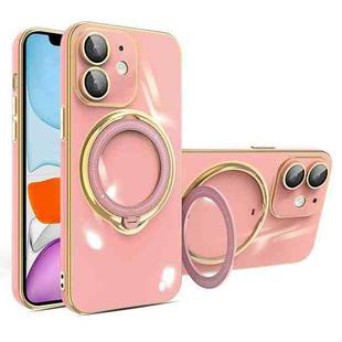 For iPhone 11 Multifunction Electroplating MagSafe Holder Phone Case(Pink)