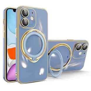 For iPhone 11 Multifunction Electroplating MagSafe Holder Phone Case(Blue)