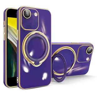 For iPhone SE 2022 / 2020 / 8 / 7 Multifunction Electroplating MagSafe Holder Phone Case(Dark Purple)
