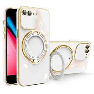 For iPhone 8 Plus / 7 Plus Multifunction Electroplating MagSafe Holder Phone Case(White)