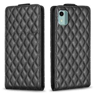 For Nokia C12 Diamond Lattice Vertical Flip Leather Phone Case(Black)