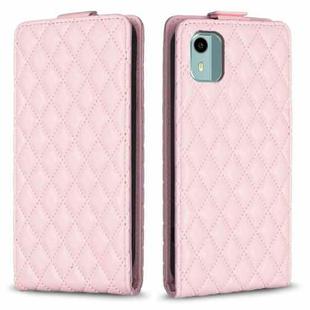 For Nokia C12 Diamond Lattice Vertical Flip Leather Phone Case(Pink)