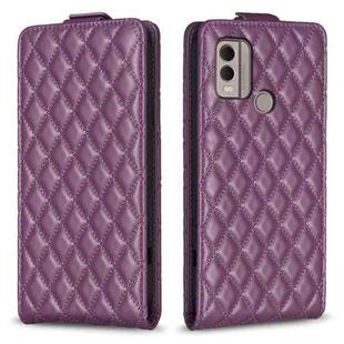 For Nokia C22 Diamond Lattice Vertical Flip Leather Phone Case(Dark Purple)