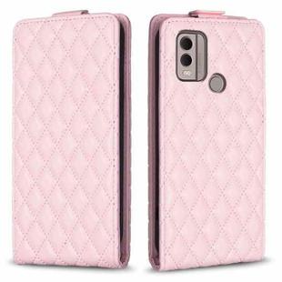 For Nokia C22 Diamond Lattice Vertical Flip Leather Phone Case(Pink)