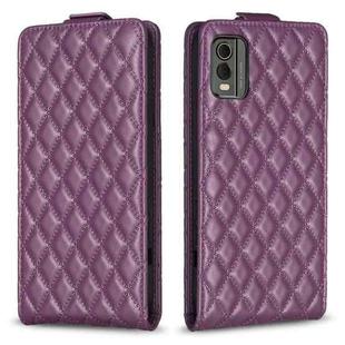 For Nokia C32 Diamond Lattice Vertical Flip Leather Phone Case(Dark Purple)