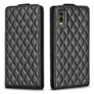 For Nokia C32 Diamond Lattice Vertical Flip Leather Phone Case(Black)