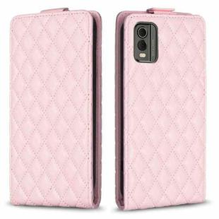For Nokia C32 Diamond Lattice Vertical Flip Leather Phone Case(Pink)
