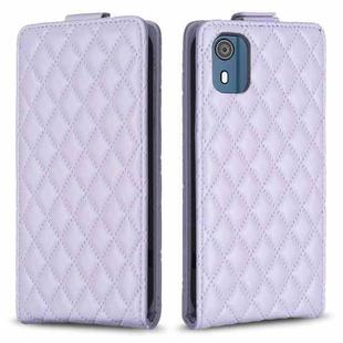 For Nokia C02 Diamond Lattice Vertical Flip Leather Phone Case(Purple)