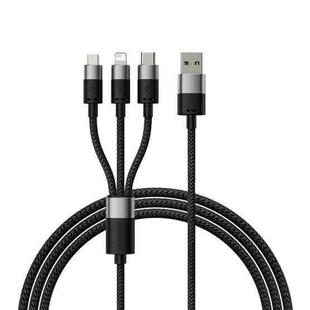 Baseus StarSpeed 3.5A USB to 8 Pin + Type-C + Micro USB 3 in 1 Charging Data Cable, Length:0.6m(Black)