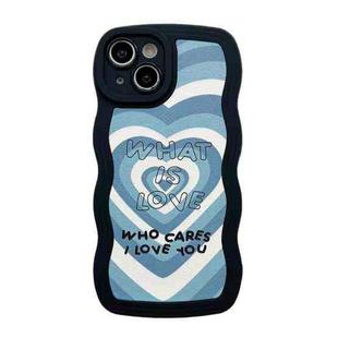 For iPhone 14 Plus Wavy Lambskin Love TPU Phone Case(Blue)