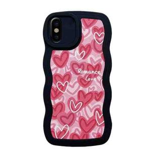 For iPhone XS / X Wavy Lambskin Love TPU Phone Case(Pink)