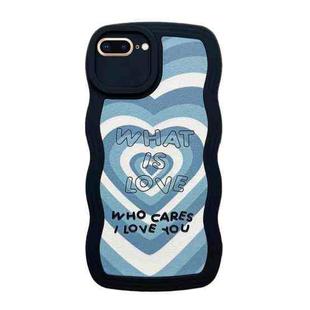 For iPhone 8 Plus / 7 Plus Wavy Lambskin Love TPU Phone Case(Blue)
