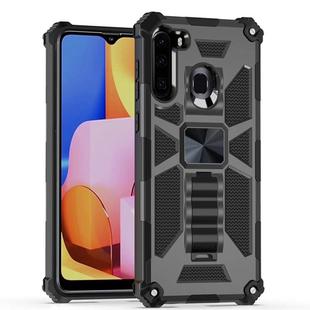 For Samsung Galaxy A21 Shockproof TPU + PC Magnetic Protective Case with Holder(Black)