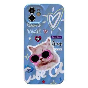 For iPhone 11 2 in 1 Minimalist Pattem PC Shockproof Phone Case(Sunglasses Cat)