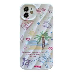 For iPhone 11 2 in 1 Minimalist Pattem PC Shockproof Phone Case(Coconut Tree)