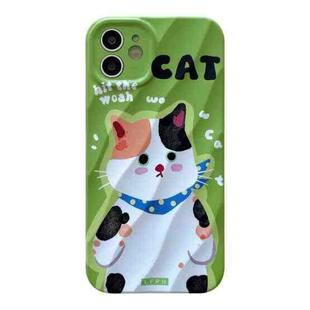For iPhone 11 2 in 1 Minimalist Pattem PC Shockproof Phone Case(Ribbon Cat)