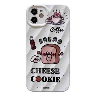 For iPhone 12 2 in 1 Minimalist Pattem PC Shockproof Phone Case(White Toast)