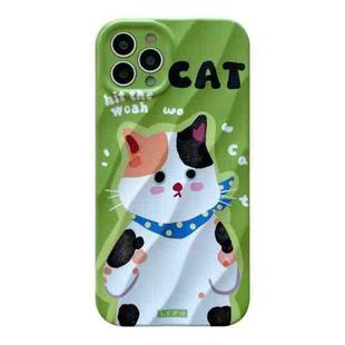 For iPhone 13 Pro Max 2 in 1 Minimalist Pattem PC Shockproof Phone Case(Ribbon Cat)