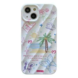 For iPhone 14 2 in 1 Minimalist Pattem PC Shockproof Phone Case(Coconut Tree)