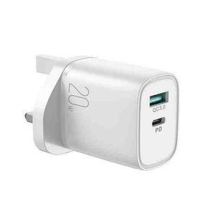 JOYROOM L-QP2011 20W USB+USB-C/Type-C Fast Charger, UK Plug(White)