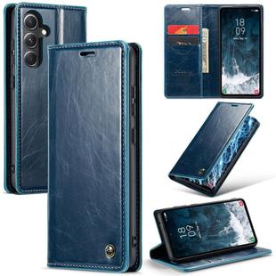 For Samsung Galaxy S23 FE CaseMe-003 PU + PC Business Style Crazy Horse Texture Leather Phone Case(Blue Green)