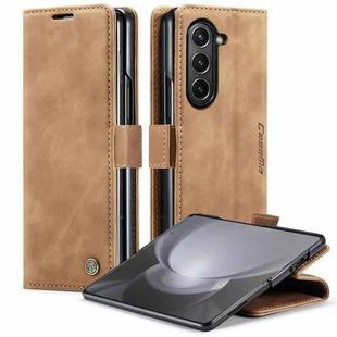 For Samsung Galaxy Z Fold5 CaseMe-013 Multifunctional Retro Frosted Leather Phone Case(Brown)