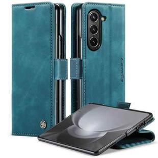 For Samsung Galaxy Z Fold5 CaseMe-013 Multifunctional Retro Frosted Leather Phone Case(Blue)