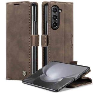 For Samsung Galaxy Z Fold5 CaseMe-013 Multifunctional Retro Frosted Leather Phone Case(Coffee)