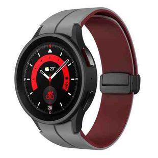 For Samsung Galaxy Watch 6 / 6 Classic Dual Color Magnetic Folding Buckle Silicone Watch Band(Grey+Wine Red)
