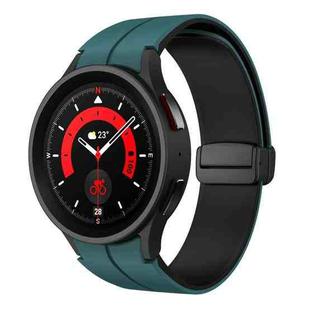 For Samsung Galaxy Watch 6 / 6 Classic Dual Color Magnetic Folding Buckle Silicone Watch Band(Dark Green+Black)