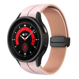 For Samsung Galaxy Watch 6 / 6 Classic Dual Color Magnetic Folding Buckle Silicone Watch Band(Pink+Rose Whisper)