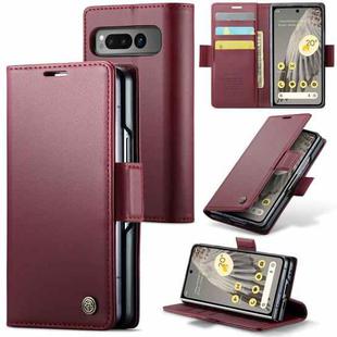 For Google Pixel Fold CaseMe 023 Butterfly Buckle Litchi Texture RFID Anti-theft Leather Phone Case(Wine Red)
