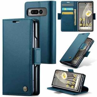 For Google Pixel Fold CaseMe 023 Butterfly Buckle Litchi Texture RFID Anti-theft Leather Phone Case(Blue)