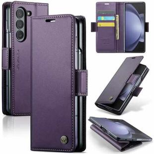 For Samsung Galaxy Z Fold5 CaseMe 023 Butterfly Buckle Litchi Texture RFID Anti-theft Leather Phone Case(Pearly Purple)