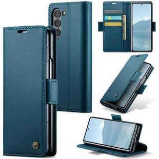 For Samsung Galaxy Z Fold6 5G CaseMe 023 Butterfly Buckle Litchi Texture RFID Anti-theft Leather Phone Case(Blue)