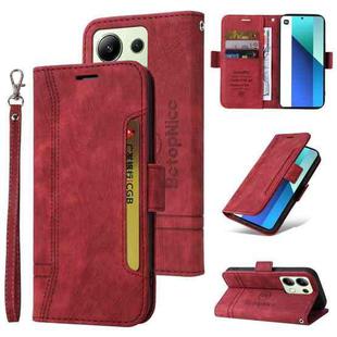 For Xiaomi Redmi Note 13 4G BETOPNICE Dual-side Buckle Leather Phone Case(Red)