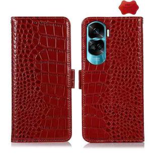 For Honor 90 Lite 5G / X50i Crocodile Top Layer Cowhide Leather Phone Case(Red)